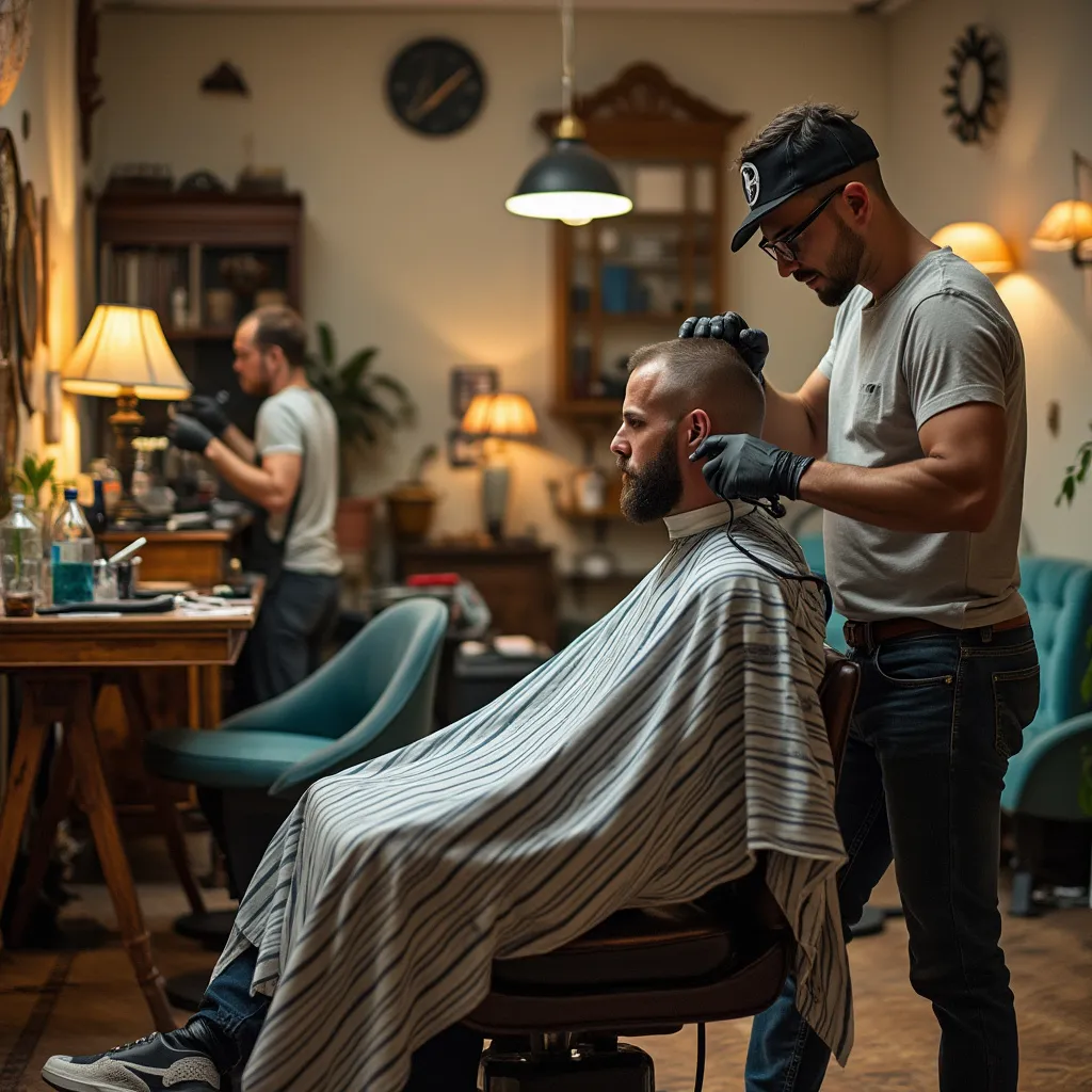 Barberos en acción detrás de cámaras